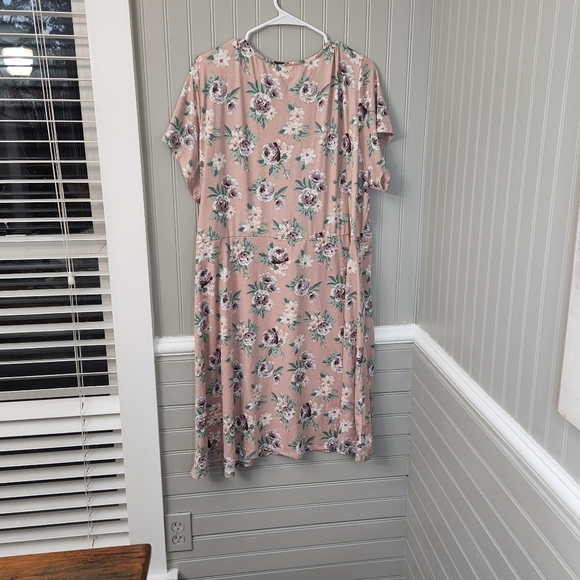 JUST BE 3X ROSE COLORED SOFT AND COMFORTABLE DRESSEIRH GRAPE AND WHITE ROSE PRIN - Picture 2 of 5